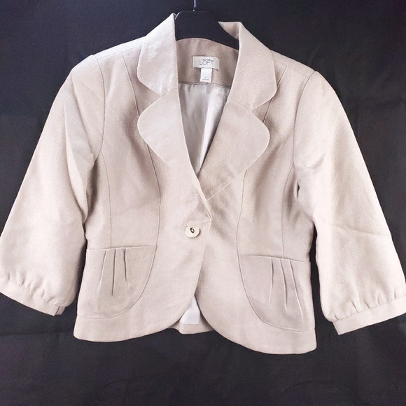 LOFT Jackets & Blazers - Ann Taylor Loft Silver Shimmer Blazer Size 4